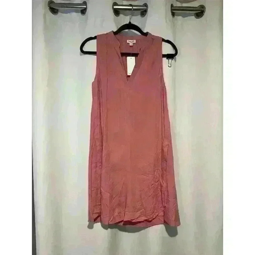 Splendid Maren Sleeveless Shift Dress Small Pink V-Neck Short Relaxed Fit - Picture 1 of 13